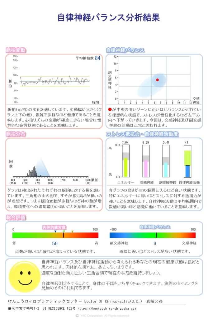 測定レポート 1：自律神経バランス分析結果の例