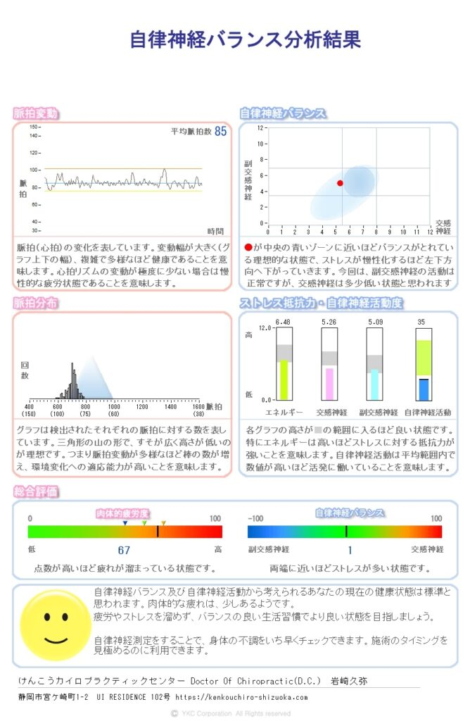 測定レポート 2：自律神経バランス分析結果の例